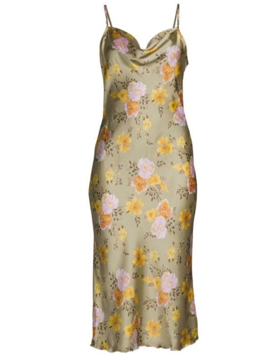 bebe Dresses & Skirts - BEBE Floral Satin Midi Slip Dress Green Size Medium